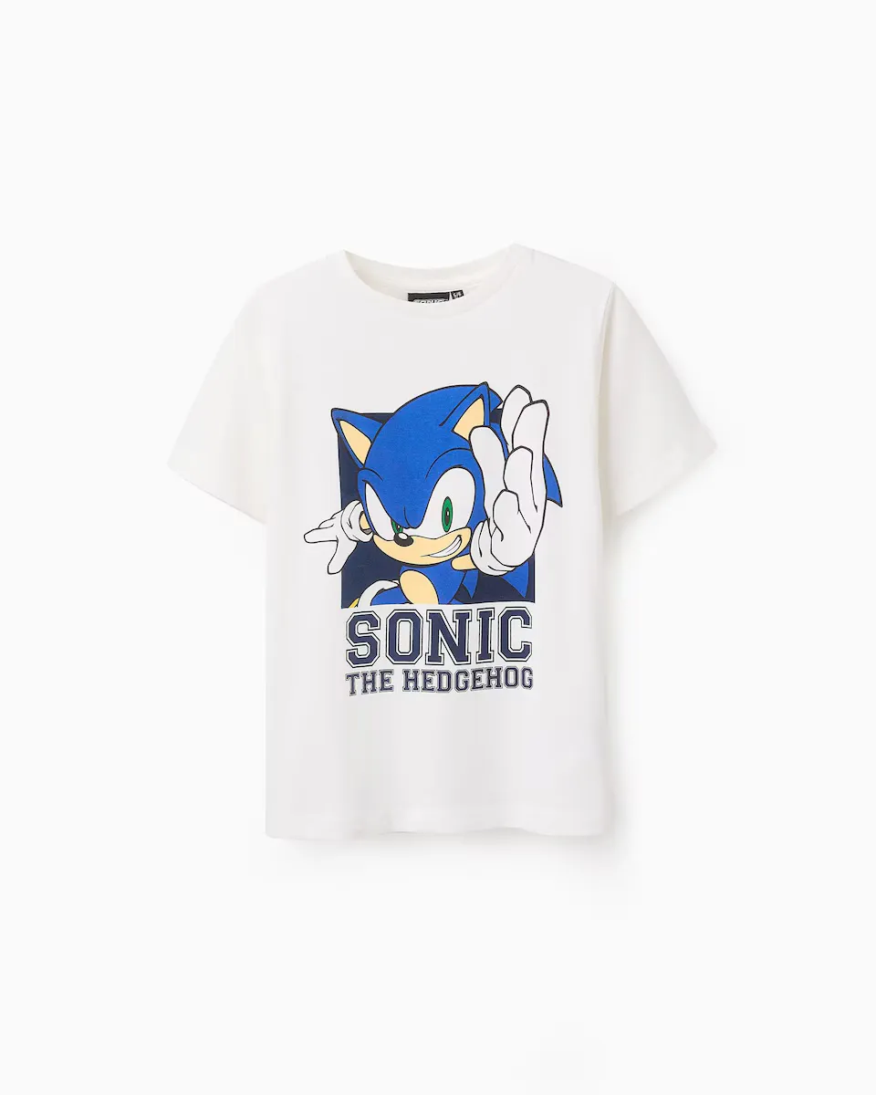 

Детская футболка 100% хлопок с принтом Sonic Zippy, белый