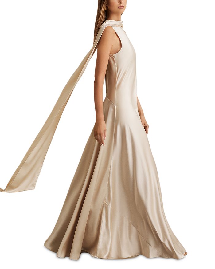 

Платье макси Fae Cape Back с накидкой REISS, коричневый/бежевый
