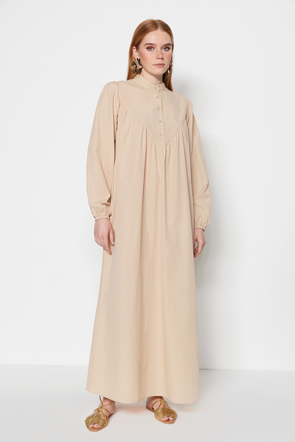 

Платье - Бежевое - Skater Trendyol Modest, бежевый