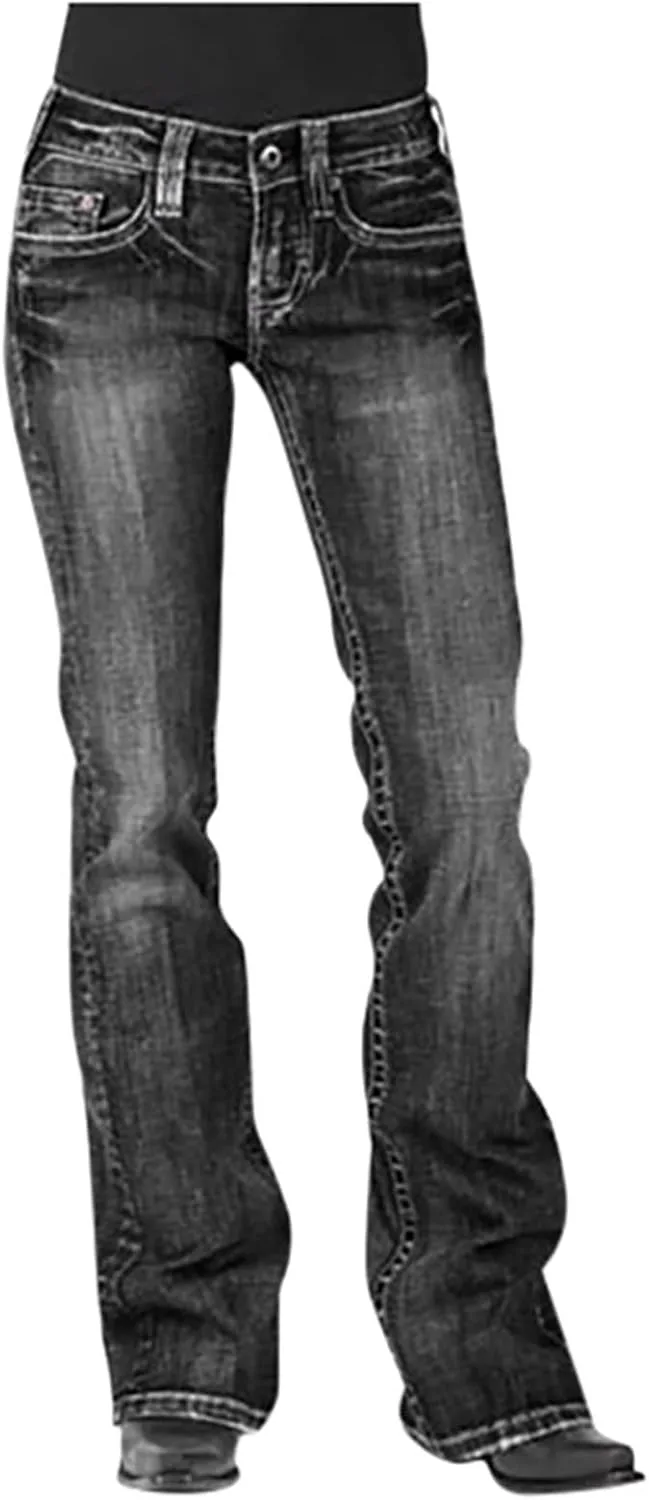 

Firzero Plus Size джинсы для женщин Mid Waisted Straight Full Length