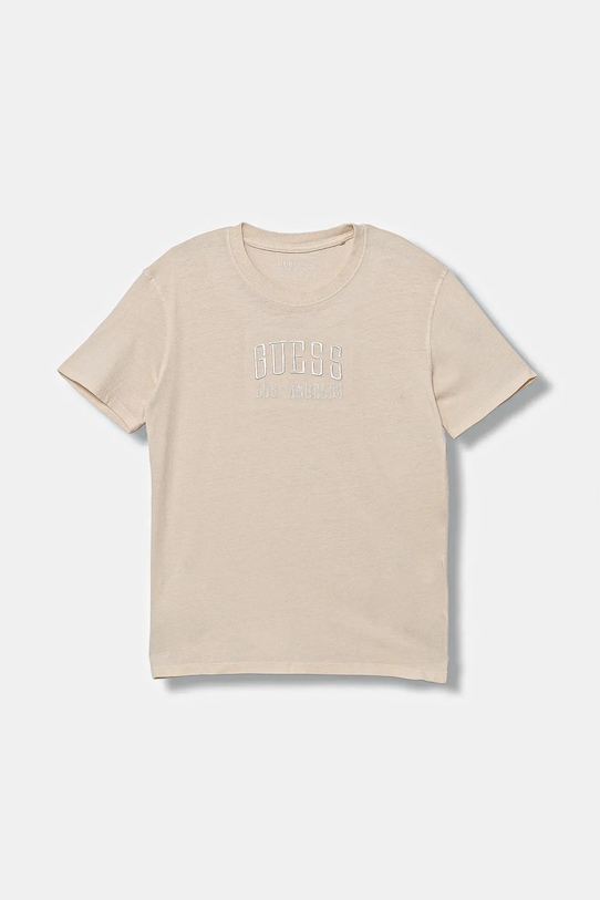 

Детская хлопковая футболка Guess, бежевый
