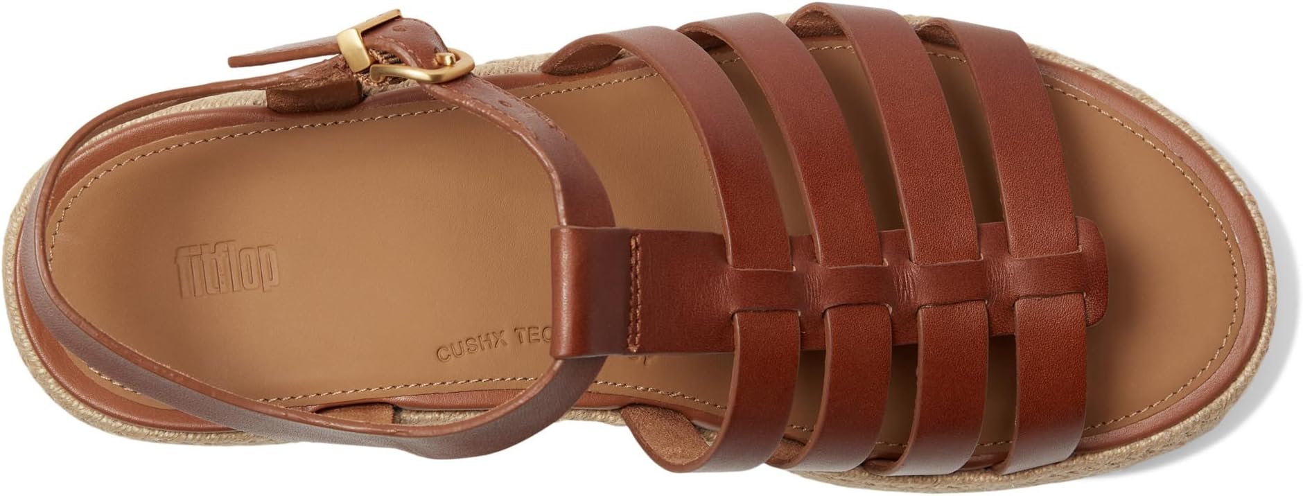 Сандалии FitFlop PLATFFORMS Espadrille Leather Fisherman Wedge Sandals, цвет Deep Tan — фото 2