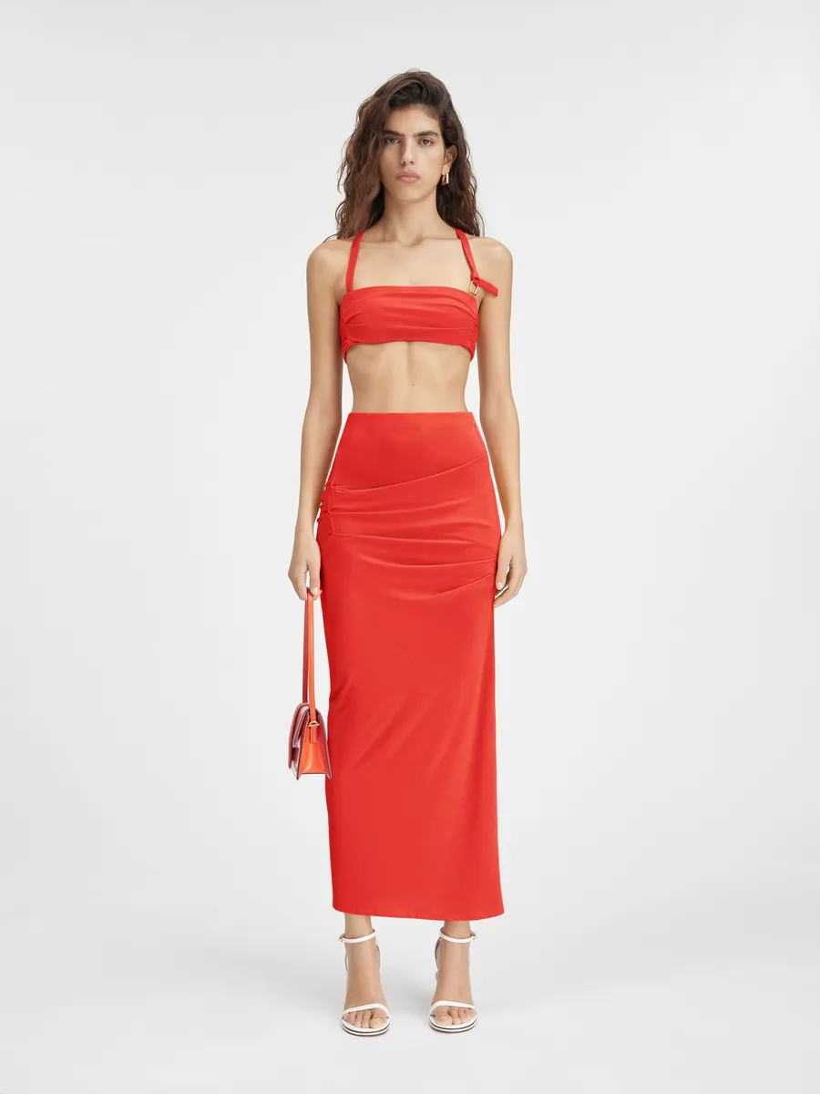 

Длинная драпированная юбка Jacquemus, оранжевый