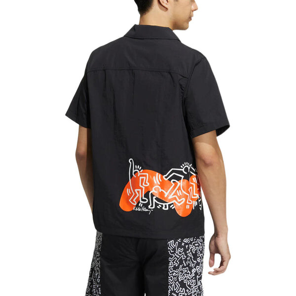 Рубашка adidas x Keith Haring Crossover Cartoon Pattern Printing Short Sleeve Shirt Unisex Black, мультиколор — фото 3