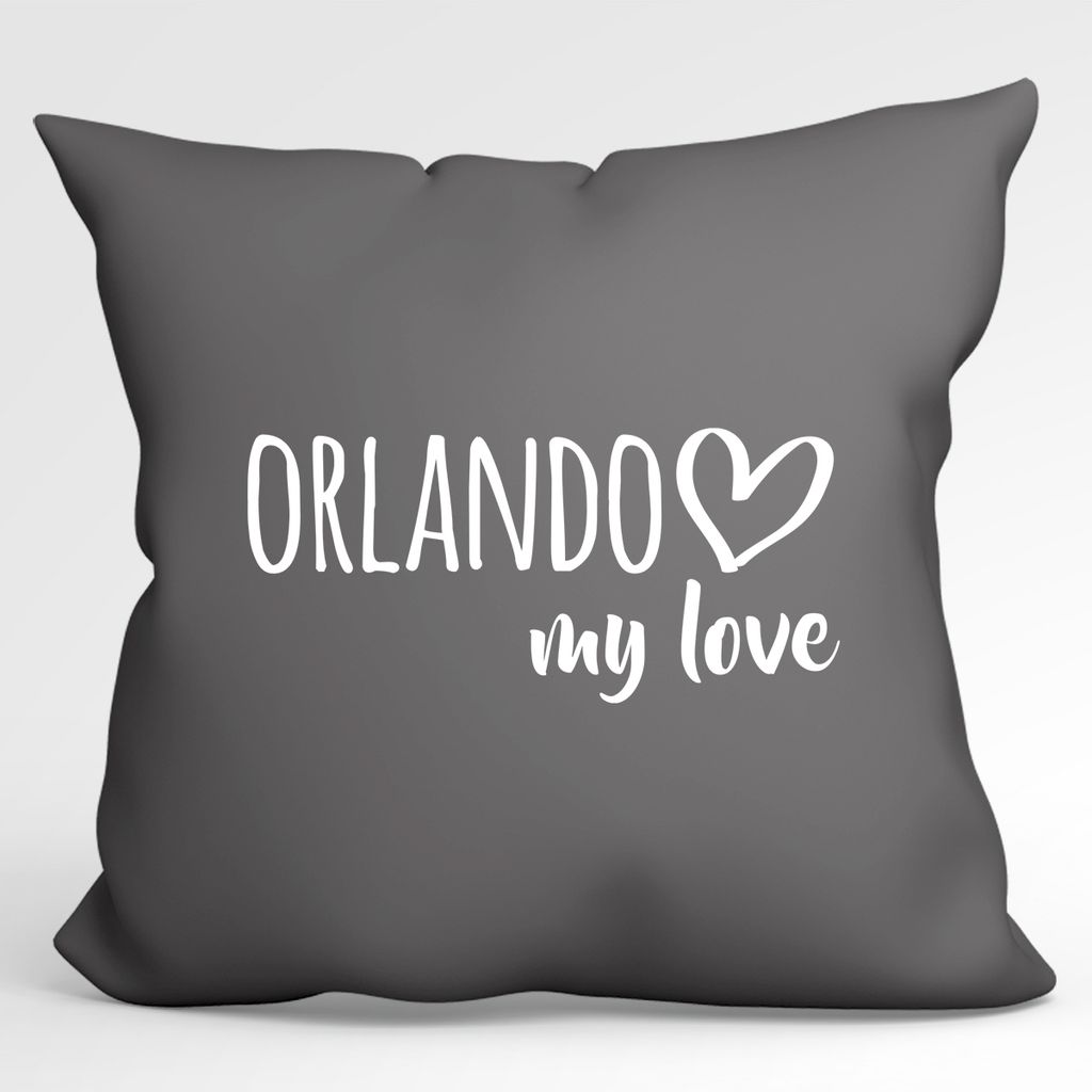 

Huuraa Pillow Orlando my love декоративная наволочка без наполнителя размер 40x40см Steel Grey для всех поклонников Орландо США идея подарка для друзей и семьи Hellweg Druckerei