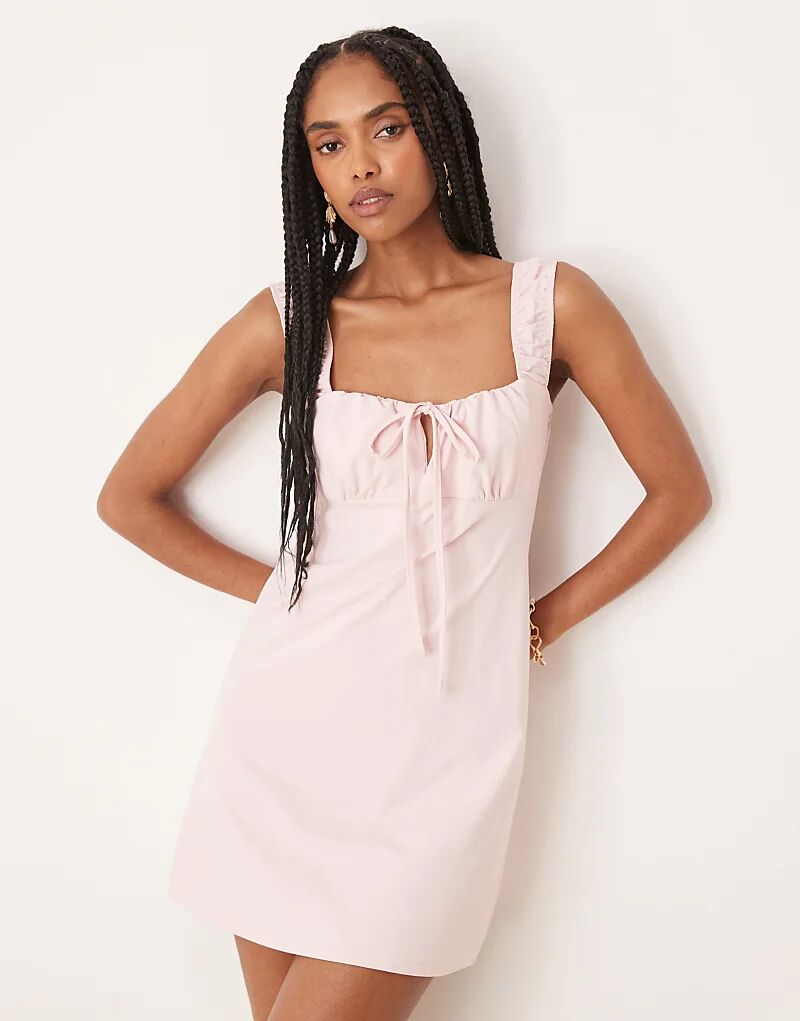 

Мини-платье с присборенной грудью ASOS DESIGN розового цвета