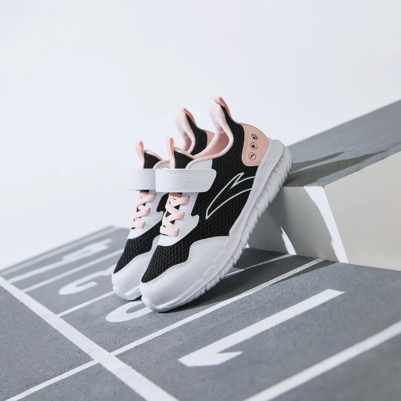 Antakids Детские кроссовки для бега low top с дышащей легкой амортизацией black white pink — фото 3