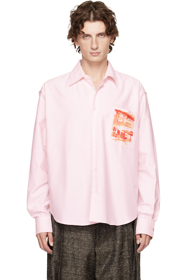 

Jw Anderson Розовая рубашка с вышивкой в стиле кафе