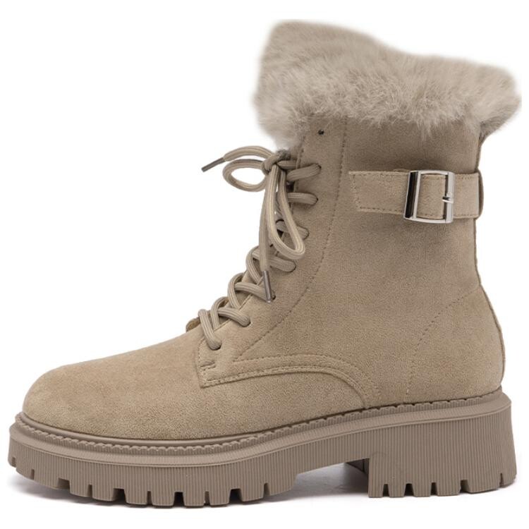 Ботинки женские Agsdon Martin Boot на шнуровке с мехом, черный