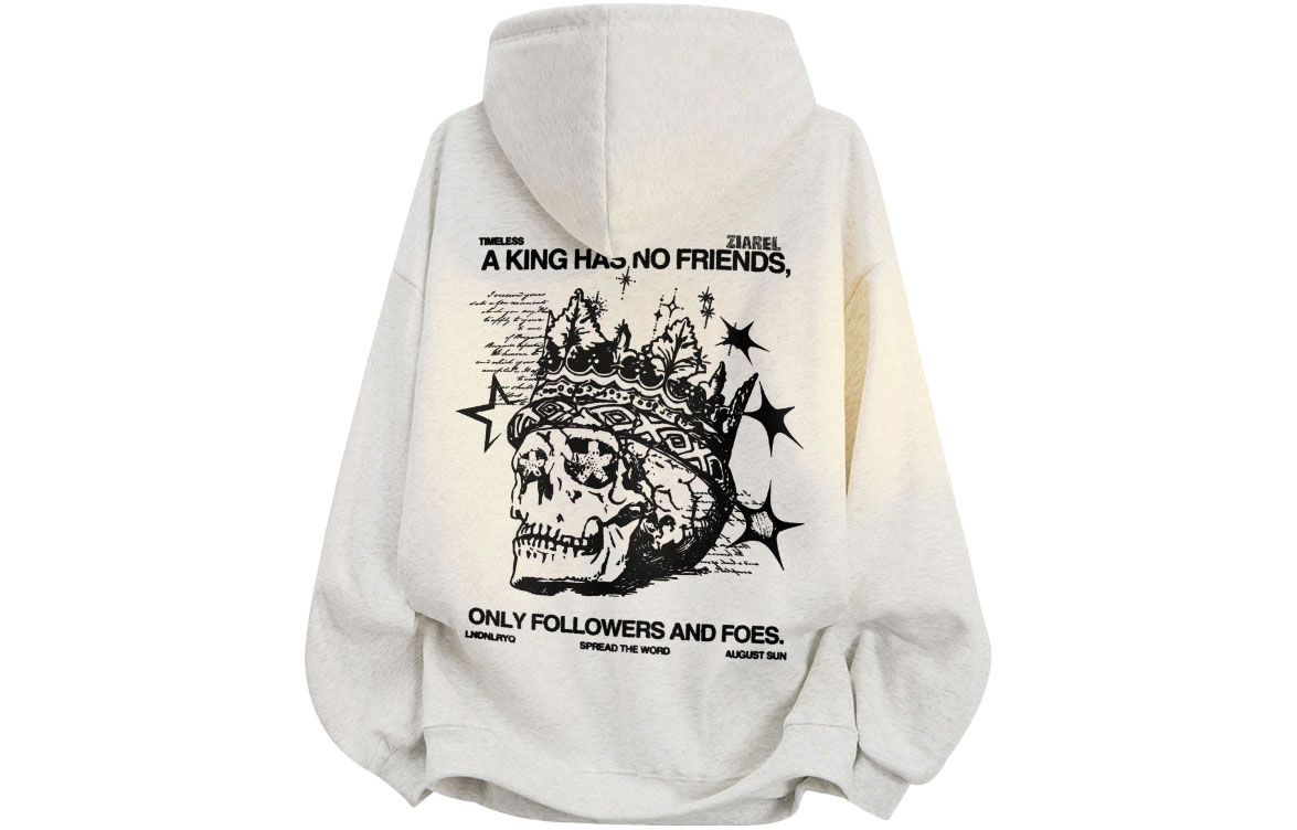 

Толстовка Unisex Hooded Moderate Heavyweight ZIAREL, белый heather серый