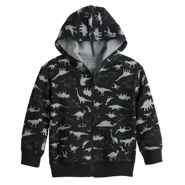 

Толстовка с капюшоном из флиса на молнии для мальчиков 4-12 лет Jumping Beans, цвет black grey dinos