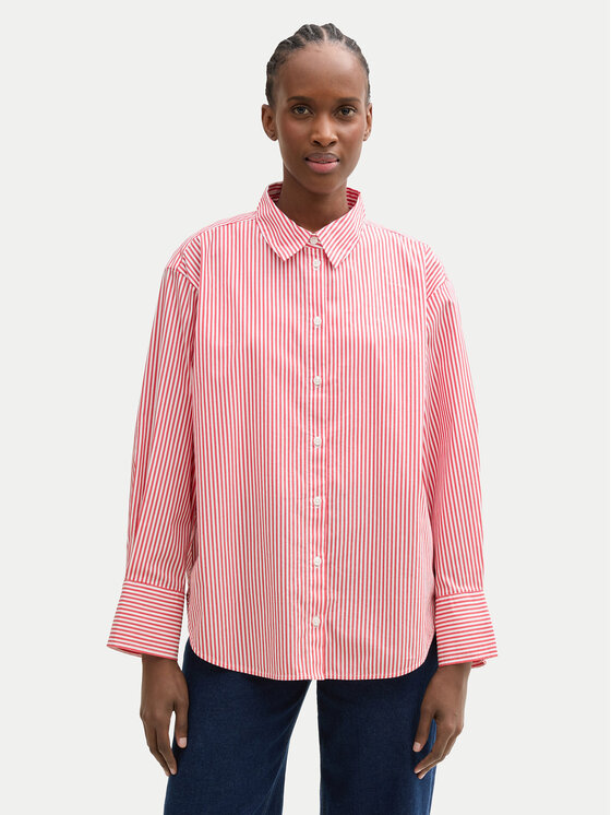 

Рубашка обычного кроя Striped loose-fit shirt 1040551 Tom Tailor Denim, красный