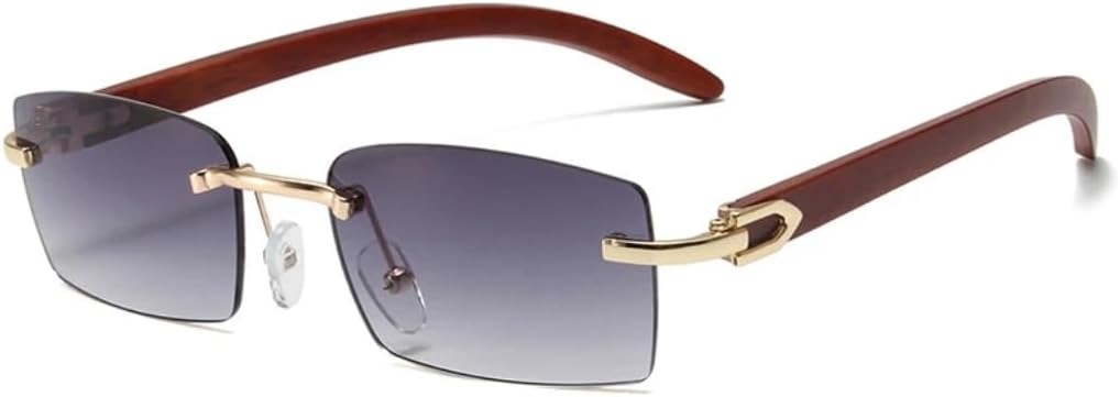 

Солнцезащитные очки с защитой UV400 | Без оправы, металлический панк, заклепки, цветные линзы | Для женщин и мужчин, для занятий спортом на открытом воздухе и вождения DSVIGF, Gold-gray