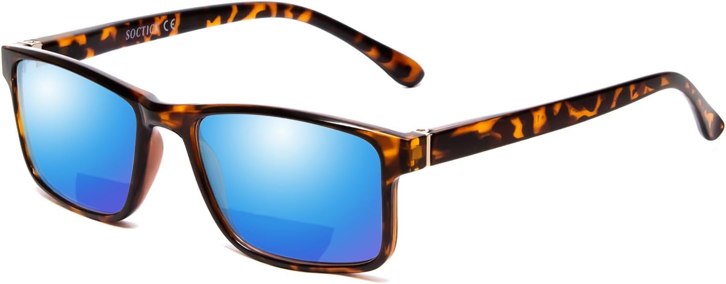 

Солнцезащитные очки Calabria Polarized BiFocal Reading Sunglasses Mens Womens Trendy Bi-Focal Sun Glasses Readers Stylish Fashion Spring Hinged, Tortoise Havana/Blue Mirror Lens