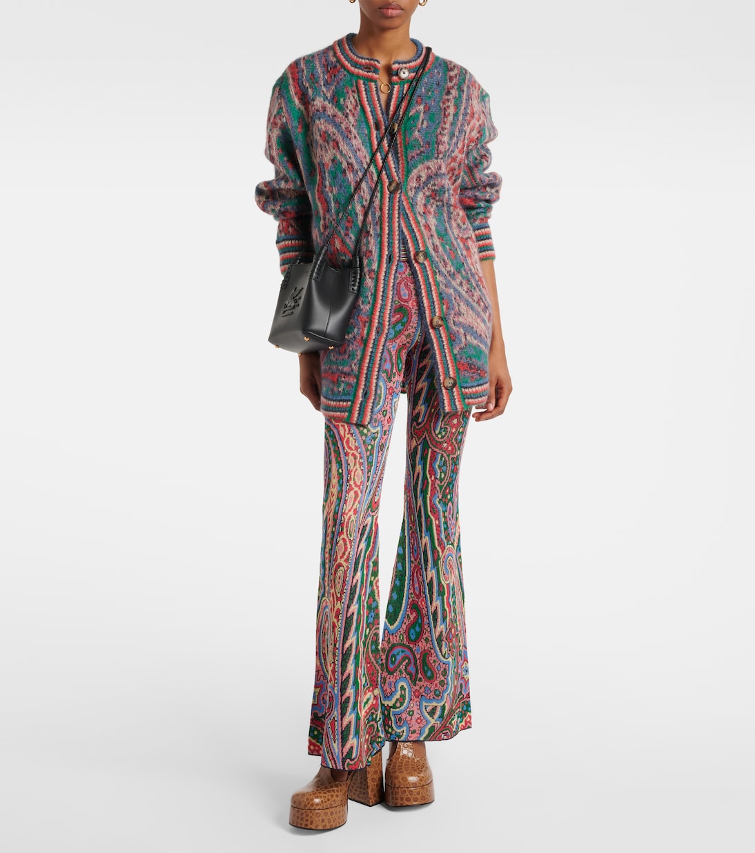 Расклешенные брюки из трикотажного жаккарда с узором пейсли Etro, Multicoloured — фото 2