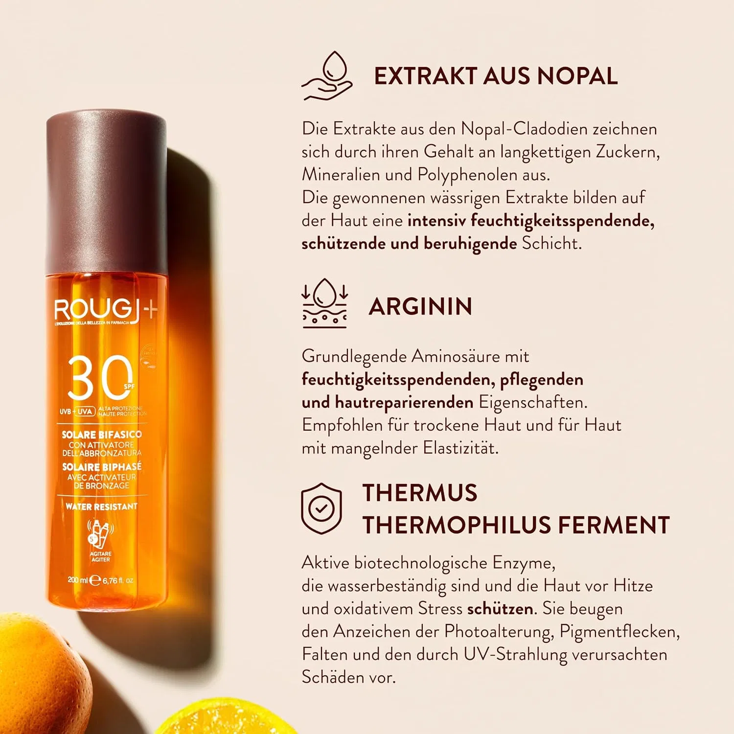 Двухфазный солнцезащитный спрей Rougj SPF 30 с активатором меланина, 200 мл Rougj, Spf 30 200Ml — фото 2
