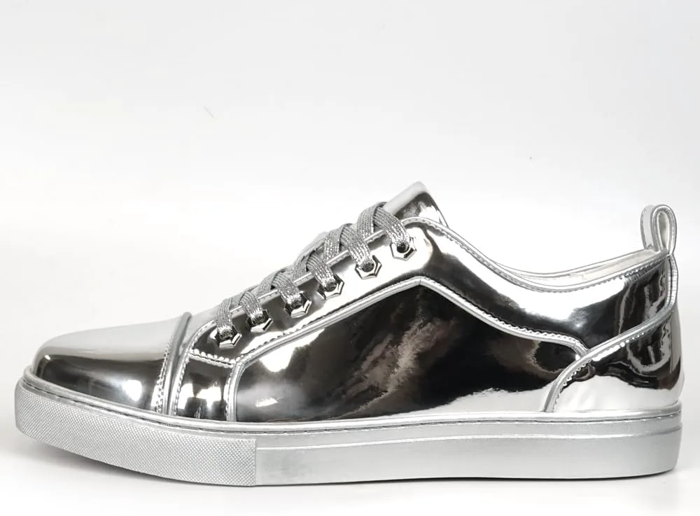 

FI-2415-2 Patent Leather Cap tor Lace up Sneaker Fiesso by Aurelio Garcia, серебряный