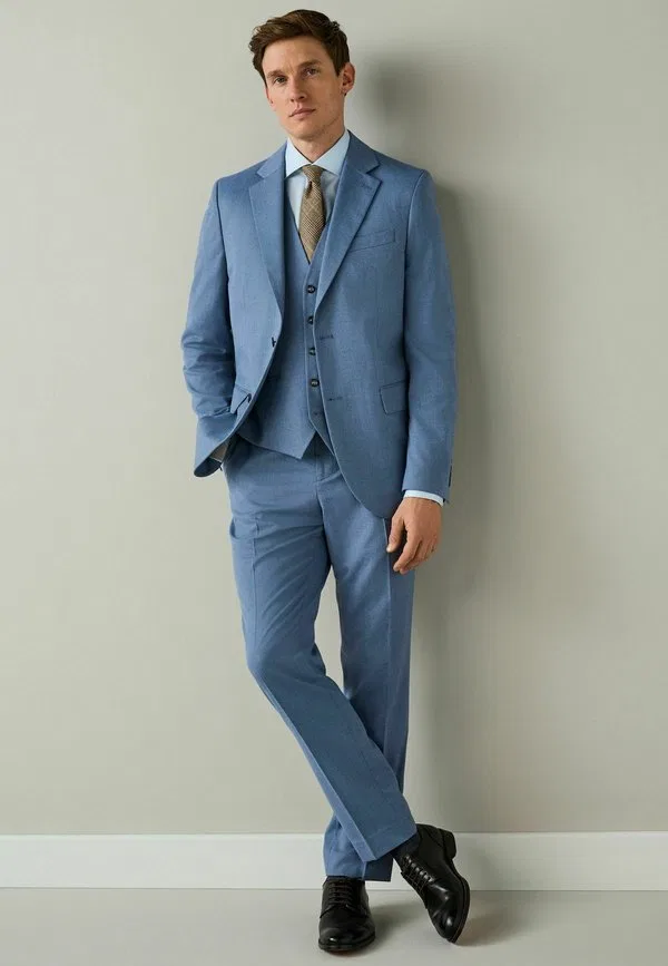 Приталенный пиджак из фактурной ткани. пиджак для костюма Next, Chambray Blue — фото 2