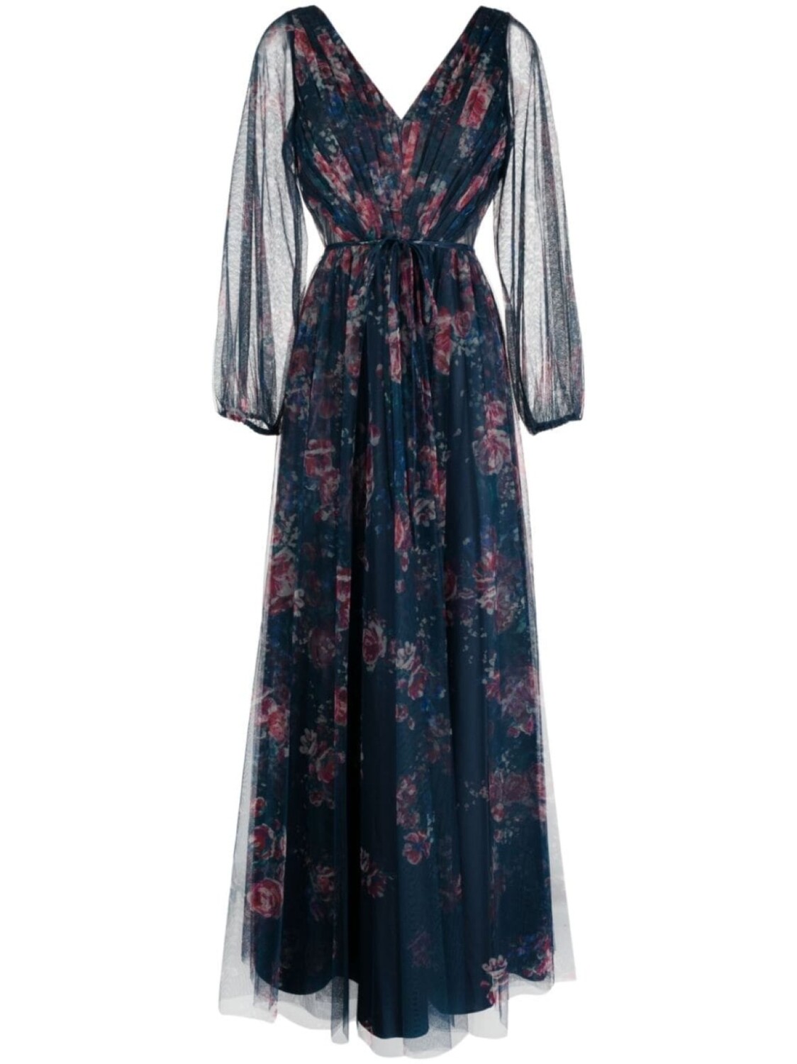 

Полупрозрачное платье с цветочным принтом Marchesa Notte Bridesmaids, синий