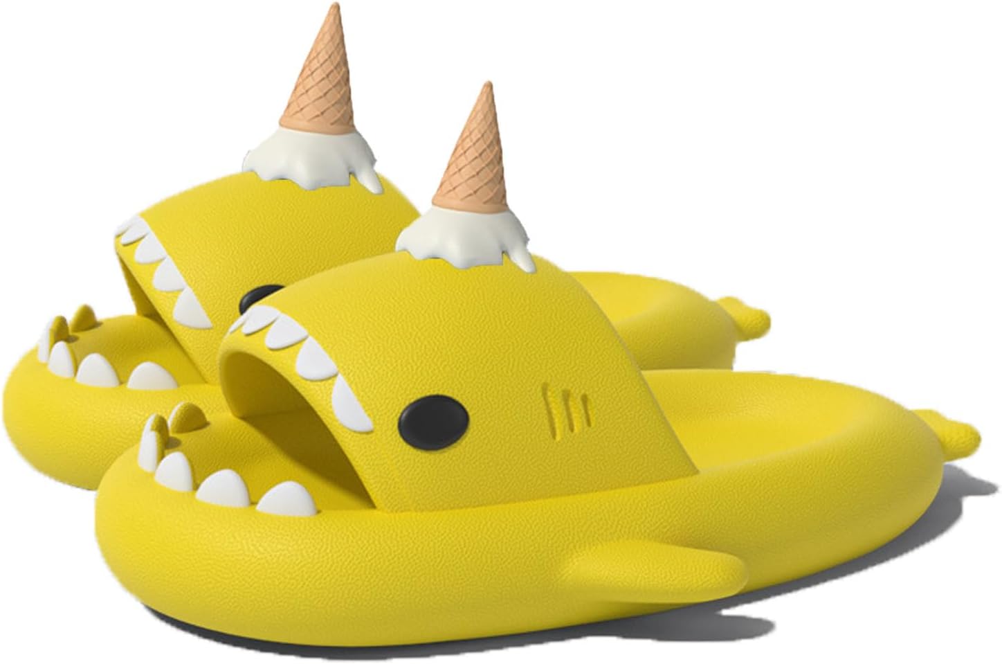 

Сандалии Zureto Ice Cream Shark, с 3D-забавными плавниками в виде мороженого, унисекс, облачные сандалии-акулы из ЭВА для пляжа, желтый