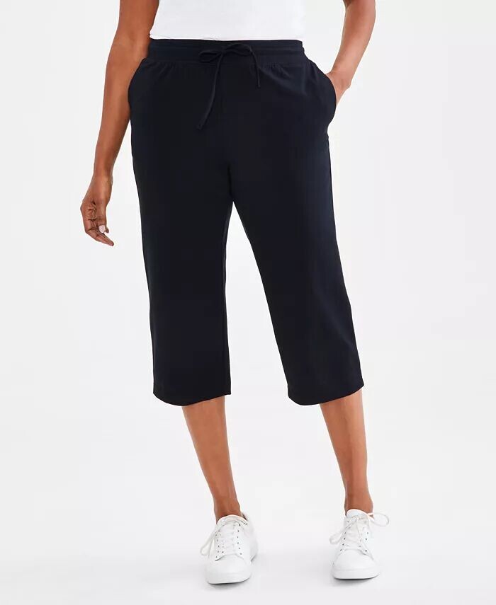 

Миниатюрные капри однотонной вязки со средней посадкой Style & Co, черный