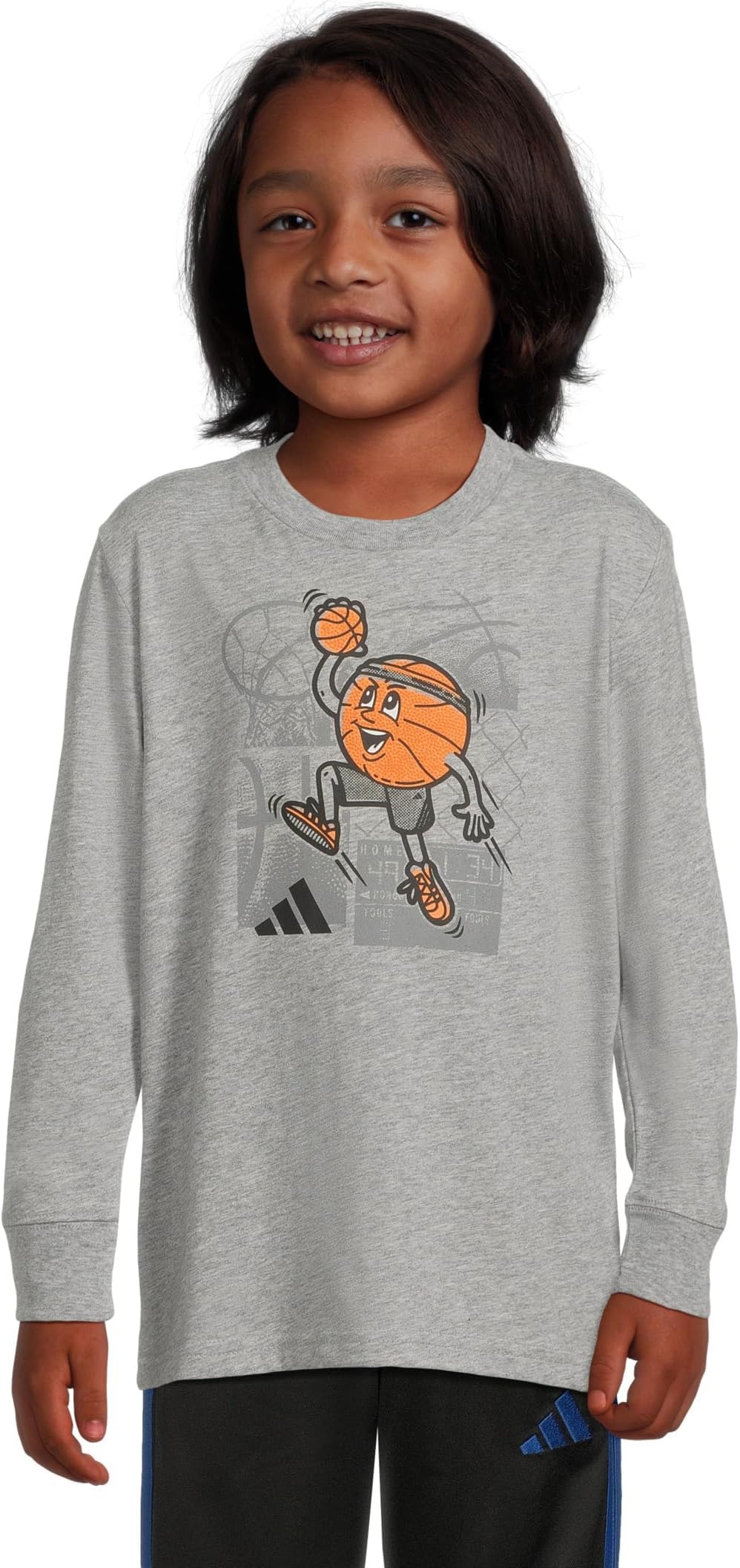 

Футболка с длинным рукавом и спортивным принтом Heather adidas Kids, Medium Heather Grey