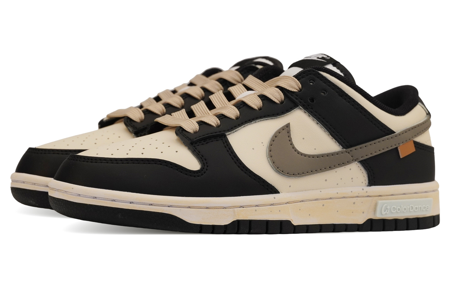 Nike Dunk Противоскользящие Износостойкие Низкие Детские Скейтбординговые Кроссовки Черный Бежевый Подростковые — фото 4