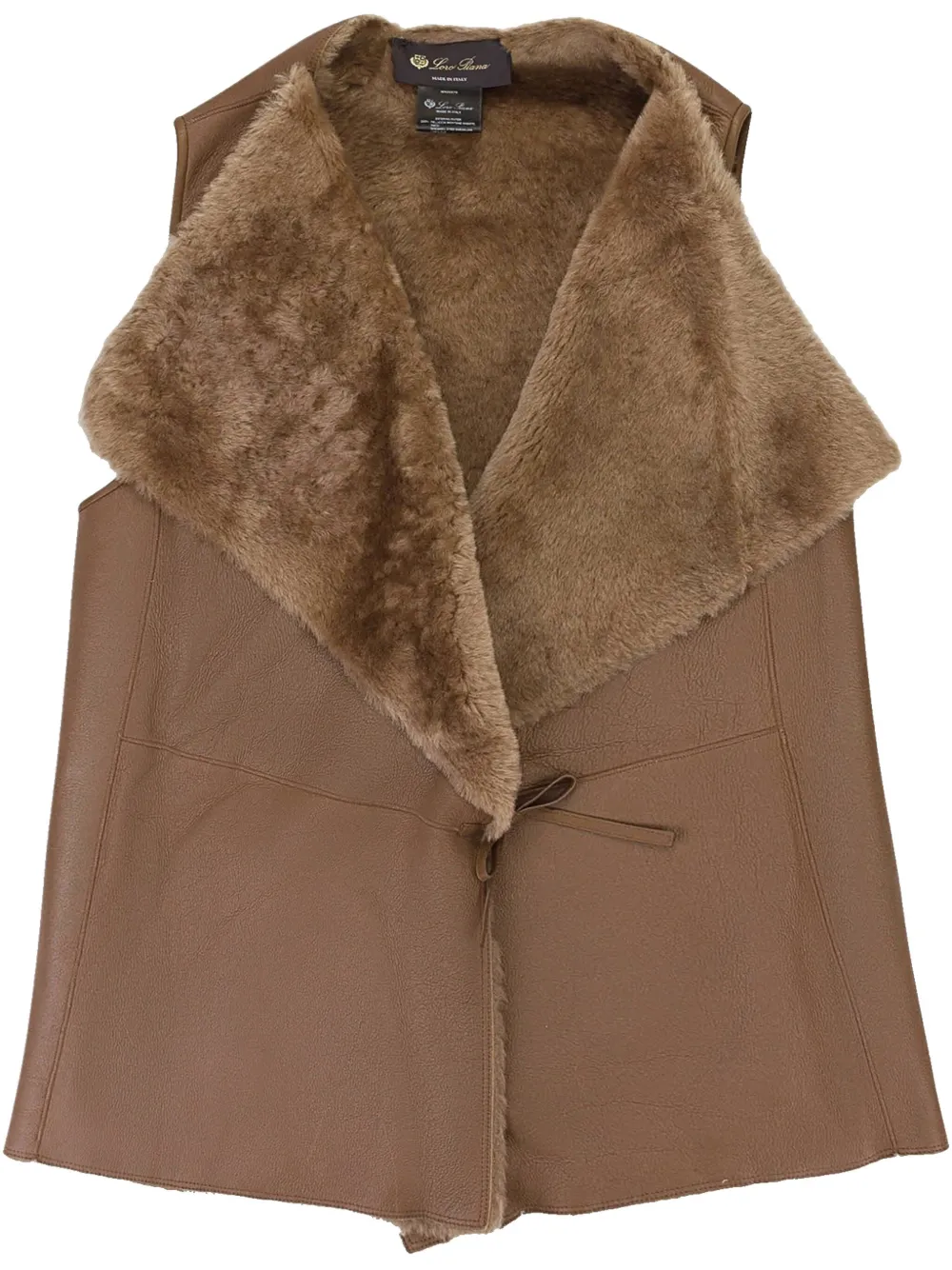 

Жилет из овчины с поясом Loro Piana, коричневый