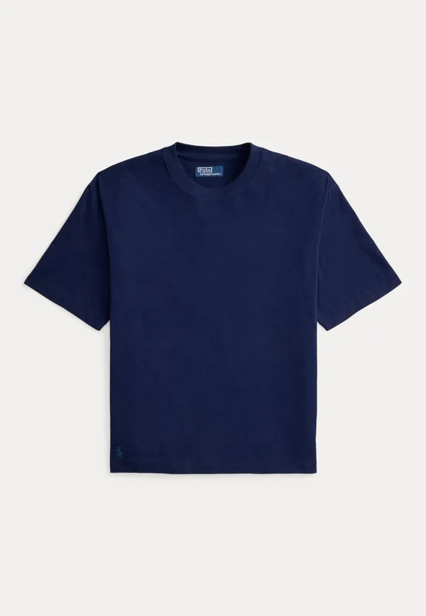 Футболка свободного кроя из замшевого трикотажа, базовая футболка Polo Ralph Lauren, Newport Navy — фото 4