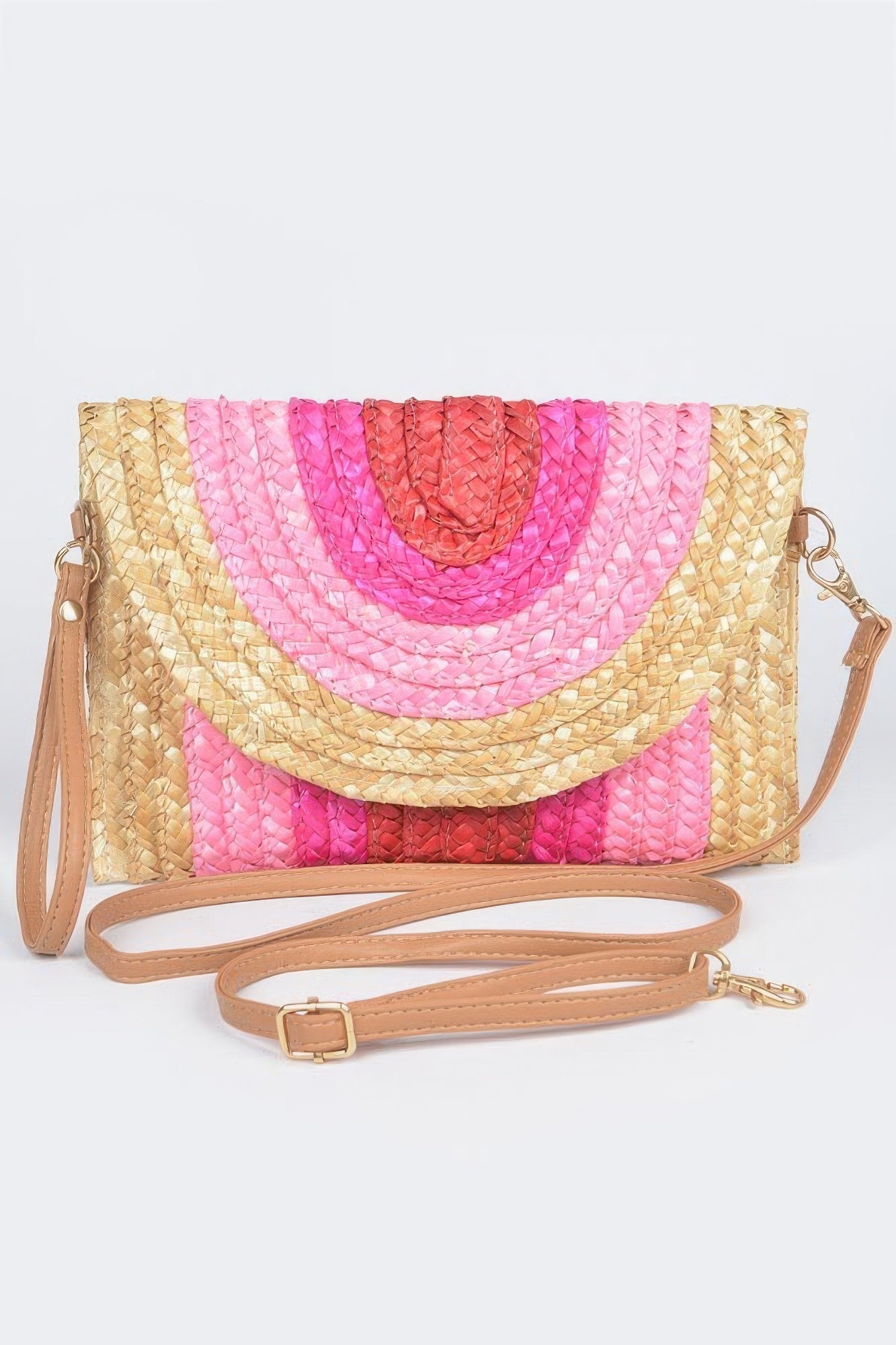 

Соломенный разноцветный конверт-клатч FASHNZFAB, Fuschia