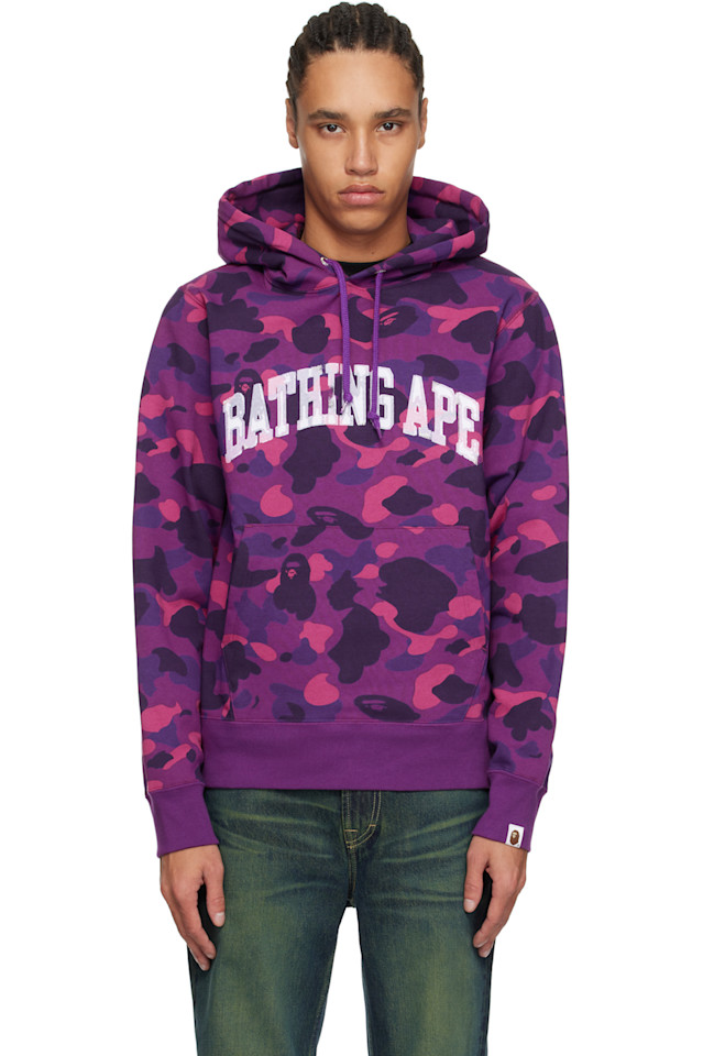 

Камуфляжный худи с цветным принтом Bape, фиолетовый