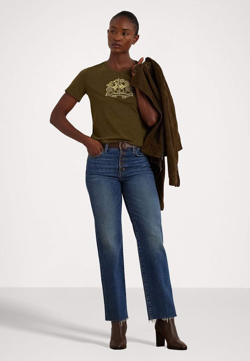 

Футболка с принтом LION CREST COTTON JERSEY TEE Lauren Ralph Lauren, зеленый