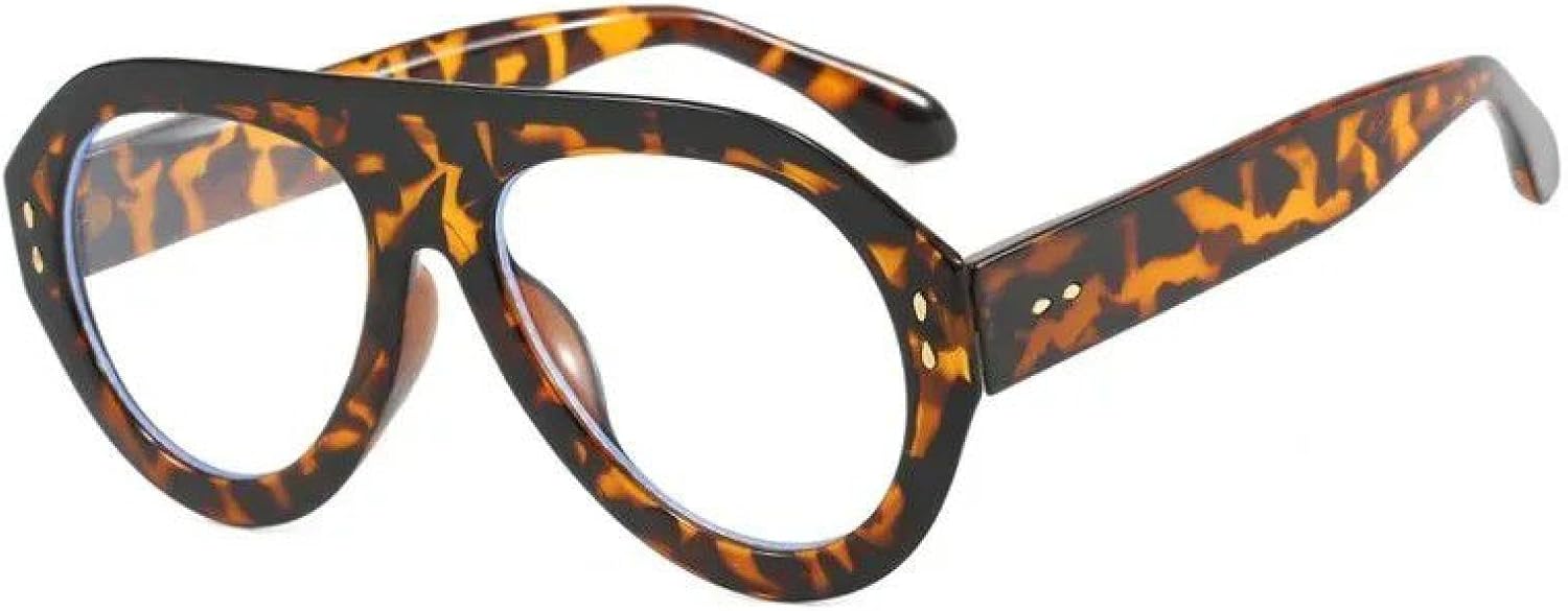 

Модные мужские солнцезащитные очки большого размера в цельной оправе с цветными зеркальными линзами для женщин, с заклепками, защита от УФ-излучения UV400 TVTBBVV, Leopard Clear