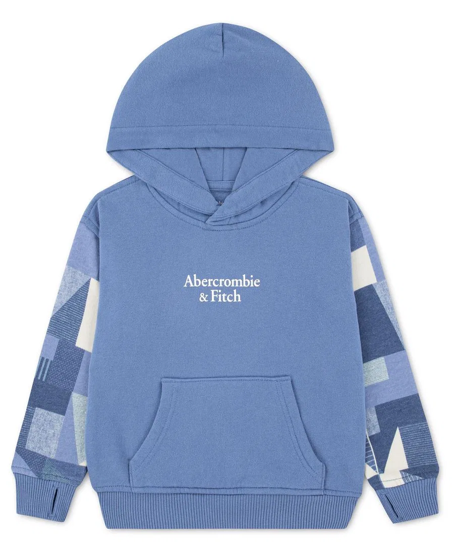 Детская толстовка с капюшоном в стиле пэчворк для мальчиков 2T-5T Abercrombie Kids, синий