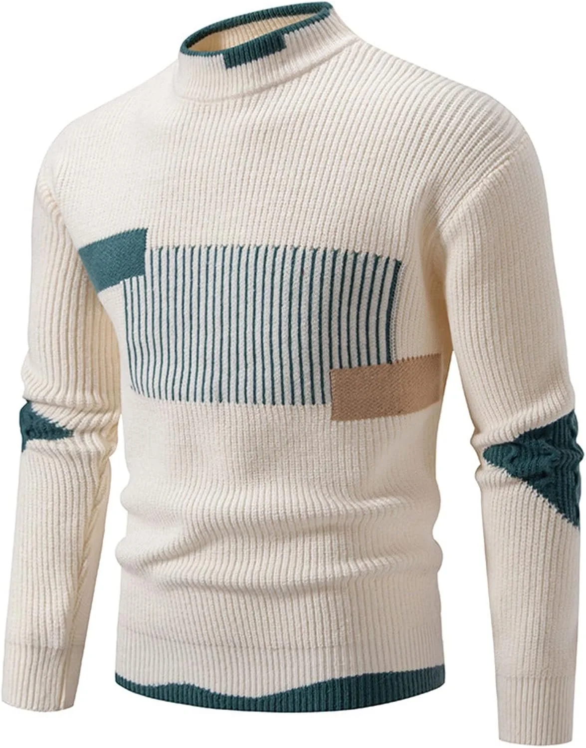 

Мужской легкий свитер с цветными блоками в этническом стиле