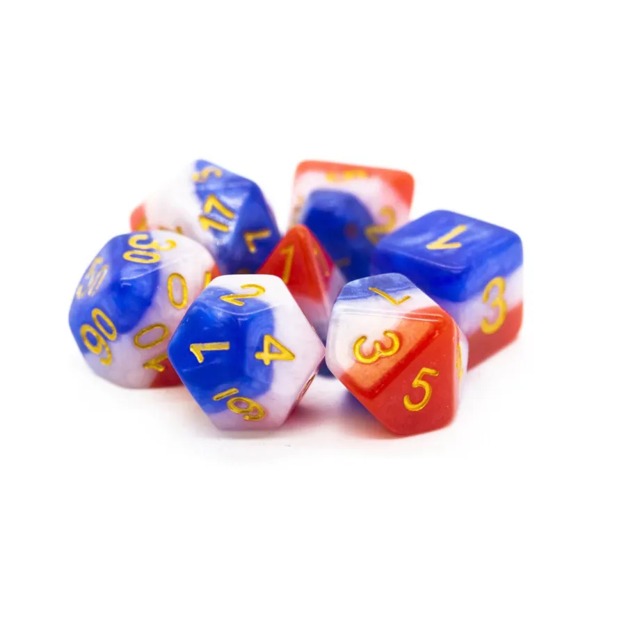 

Поликомплект американского флага с золотом (7), Acrylic-Resin Dice - Gradient
