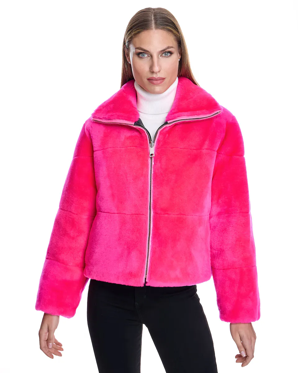 

Женская двусторонняя куртка из меха ягненка Maximilian, цвет Fucsia