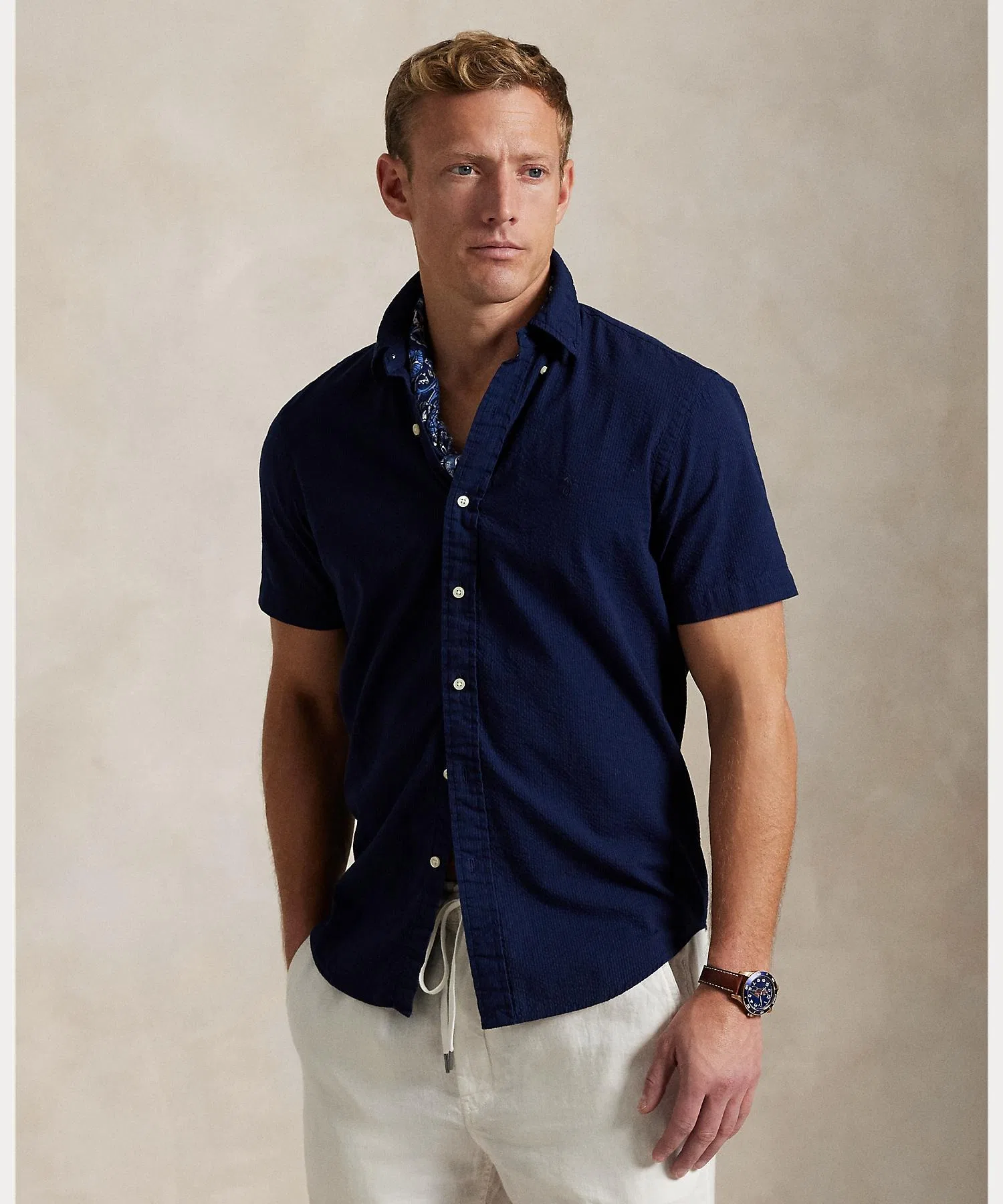 Мужская рубашка POLO RALPH LAUREN классическая из сирсакера