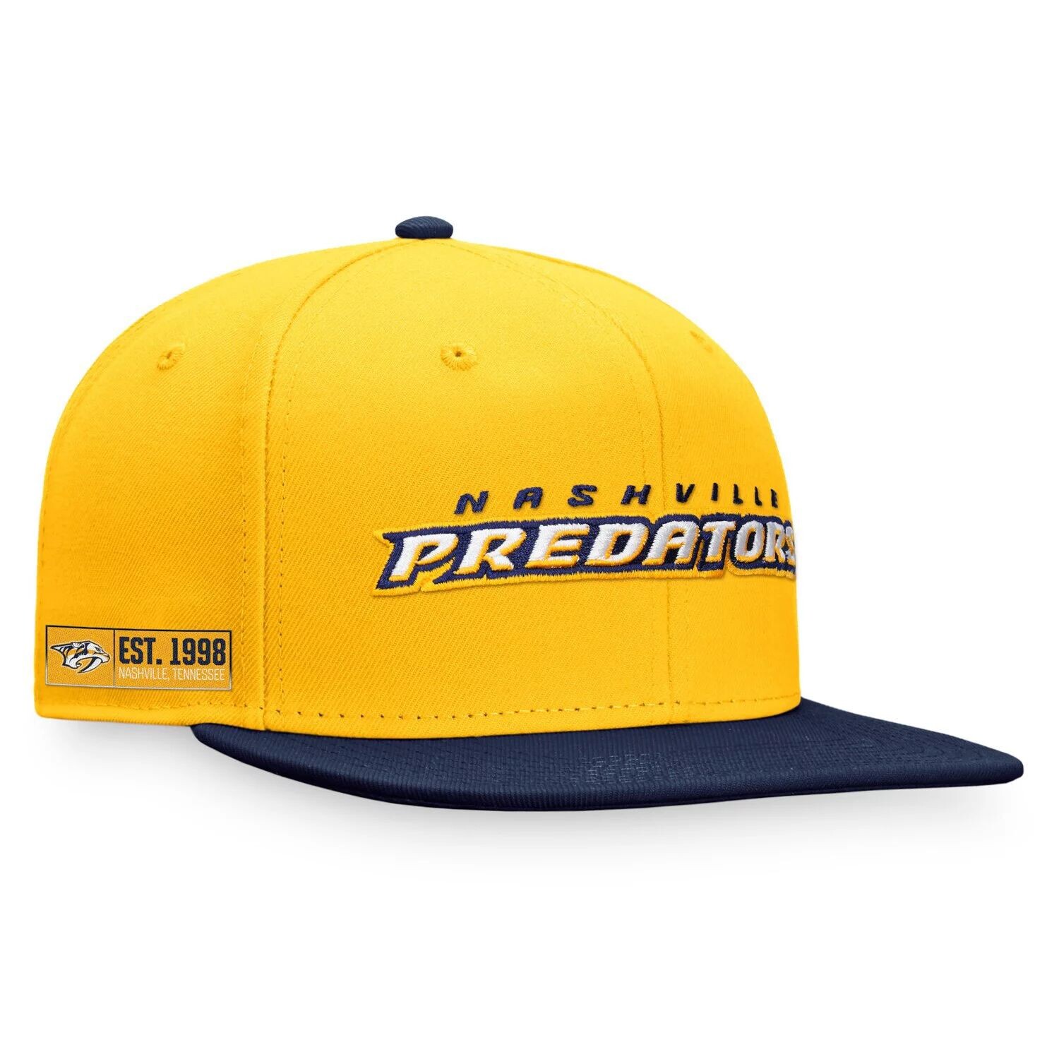 

Мужская фирменная золотистая/темно-синяя кепка Nashville Predators Fanatics Iconic Snapback с цветными блоками