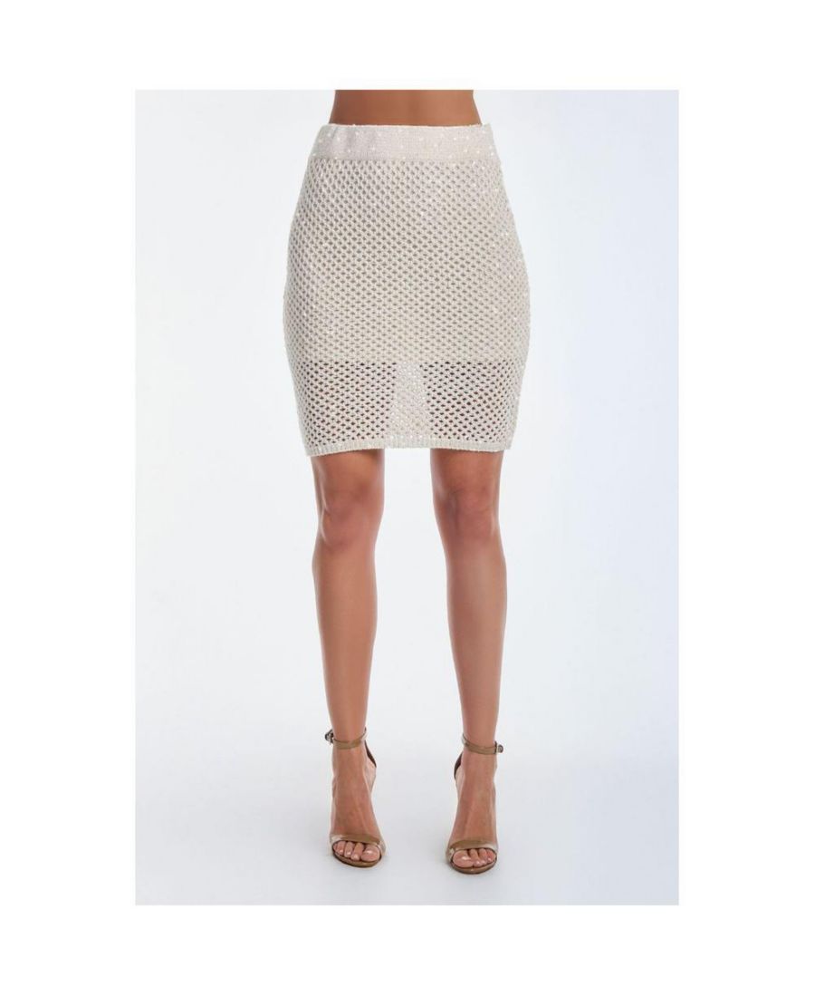 

Женская юбка Addison, связанная крючком с пайетками, жемчужного цвета The Noli Shop, Pearl