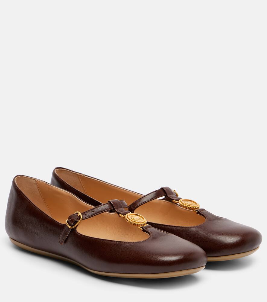 Балетки Leonore из кожи с декоративными элементами Chloé, Chocolate Brown