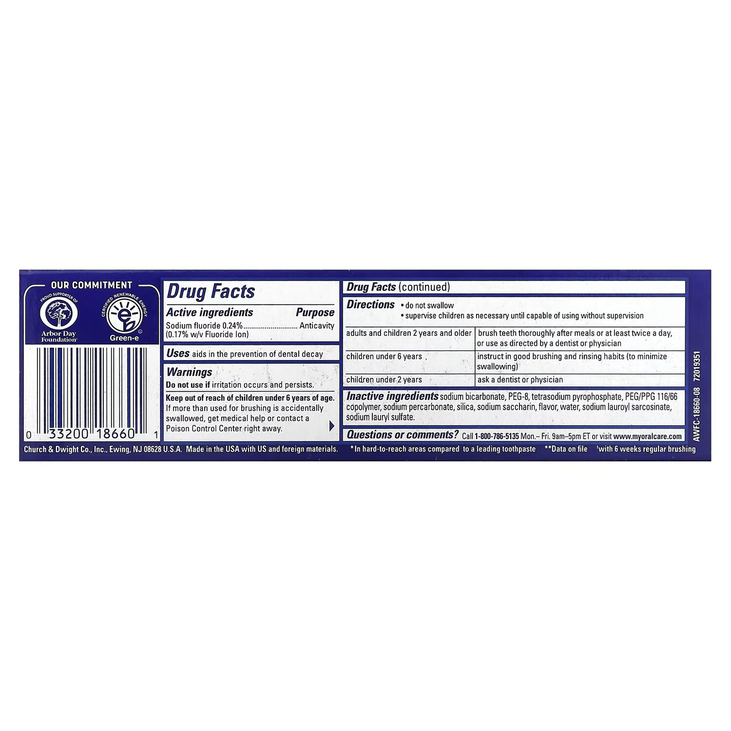 Зубная паста отбеливающая Arm & Hammer Advance White с чистым ароматом мяты — фото 3