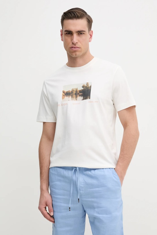 

Хлопковая футболка DESMOND TEE Pepe Jeans, бежевый
