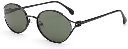 

Ретро-солнцезащитные очки в металлической оправе овальной формы для женщин и мужчин, для вождения, с маленькими солнцезащитными линзами, защита от УФ-излучения UV400 MTZJH, Black Sun