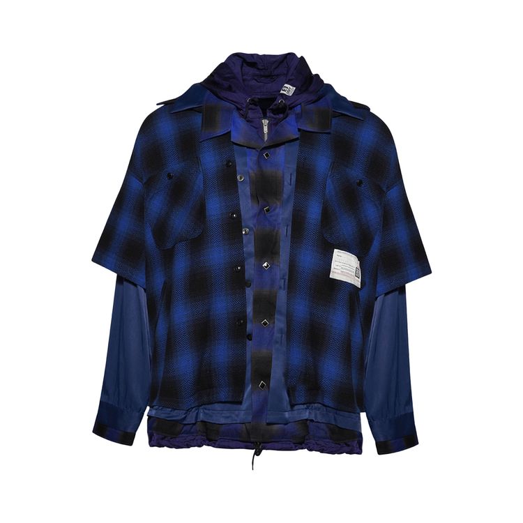 

Рубашка Maison Mihara Yasuhiro Four Layered Check Shirts Blue, синий