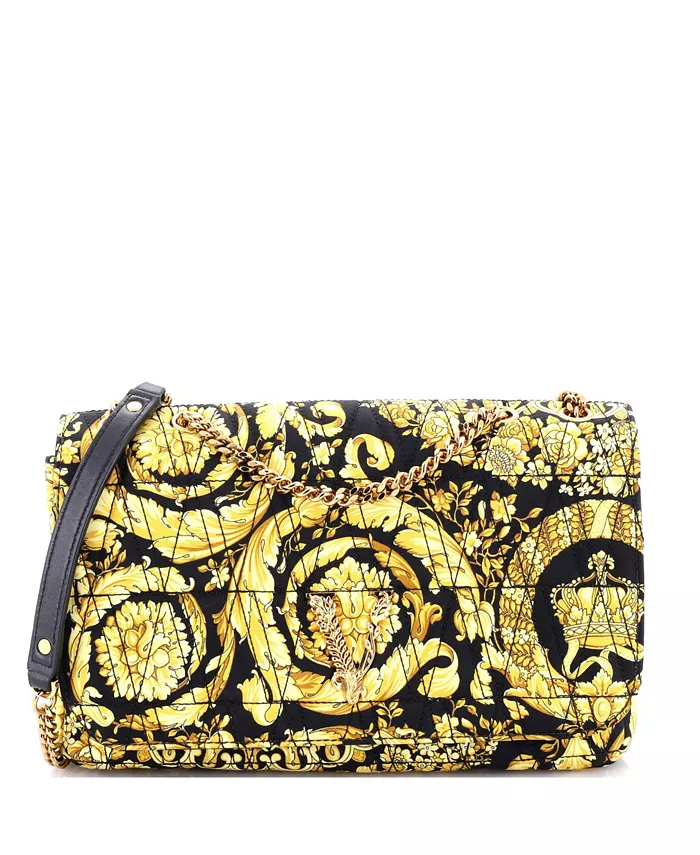 

Средняя сумка Virtus Chain Flap через плечо с клапаном, принт Barocco, шелк Pre-Owned Versace, коричневый