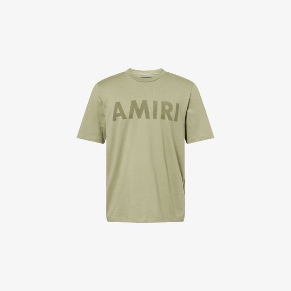 

Футболка из хлопкового джерси с принтом в виде трафаретного логотипа Amiri, оливковый