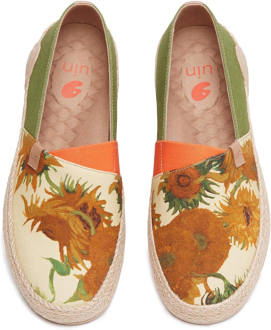 Мужские эспадрильи UIN Slip Ons- легкие прогулочные повседневные лоферы, удобные, с ручной росписью, серия Marbella, Marbella-van Gogh Sunflowers