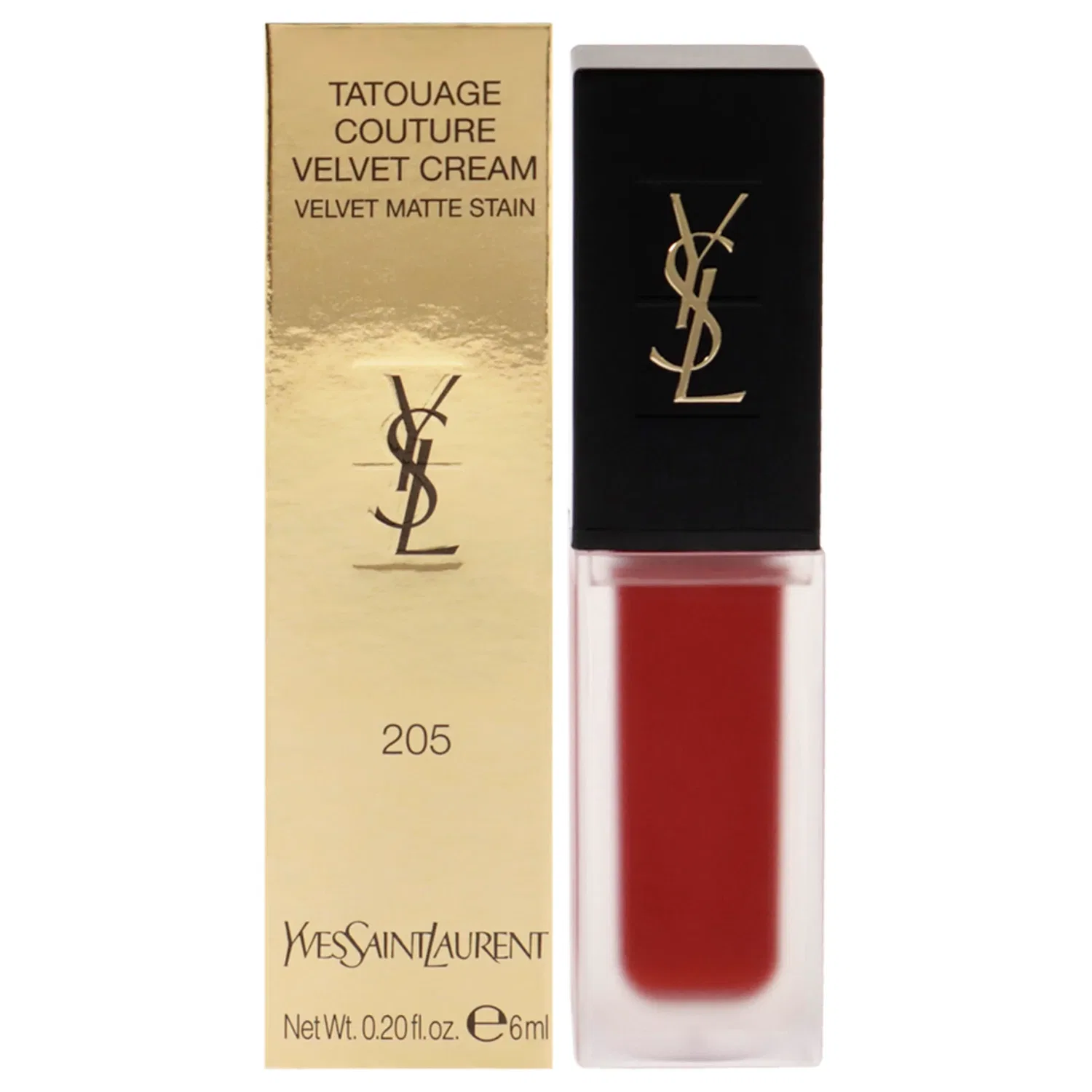 Tatouage Couture Velvet Matte Cream - 205 Rouge Clique от Yves Saint Laurent для женщин - Губная помада 0,2 унции