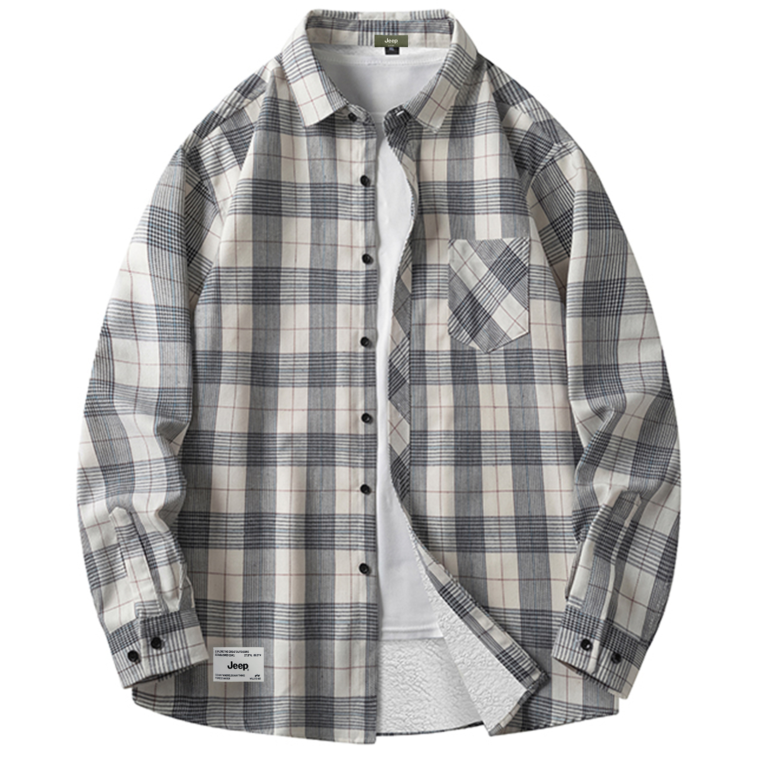 

Рубашка Unisex Lapel Moderate Jeep, белый[fleece-lined thermal]